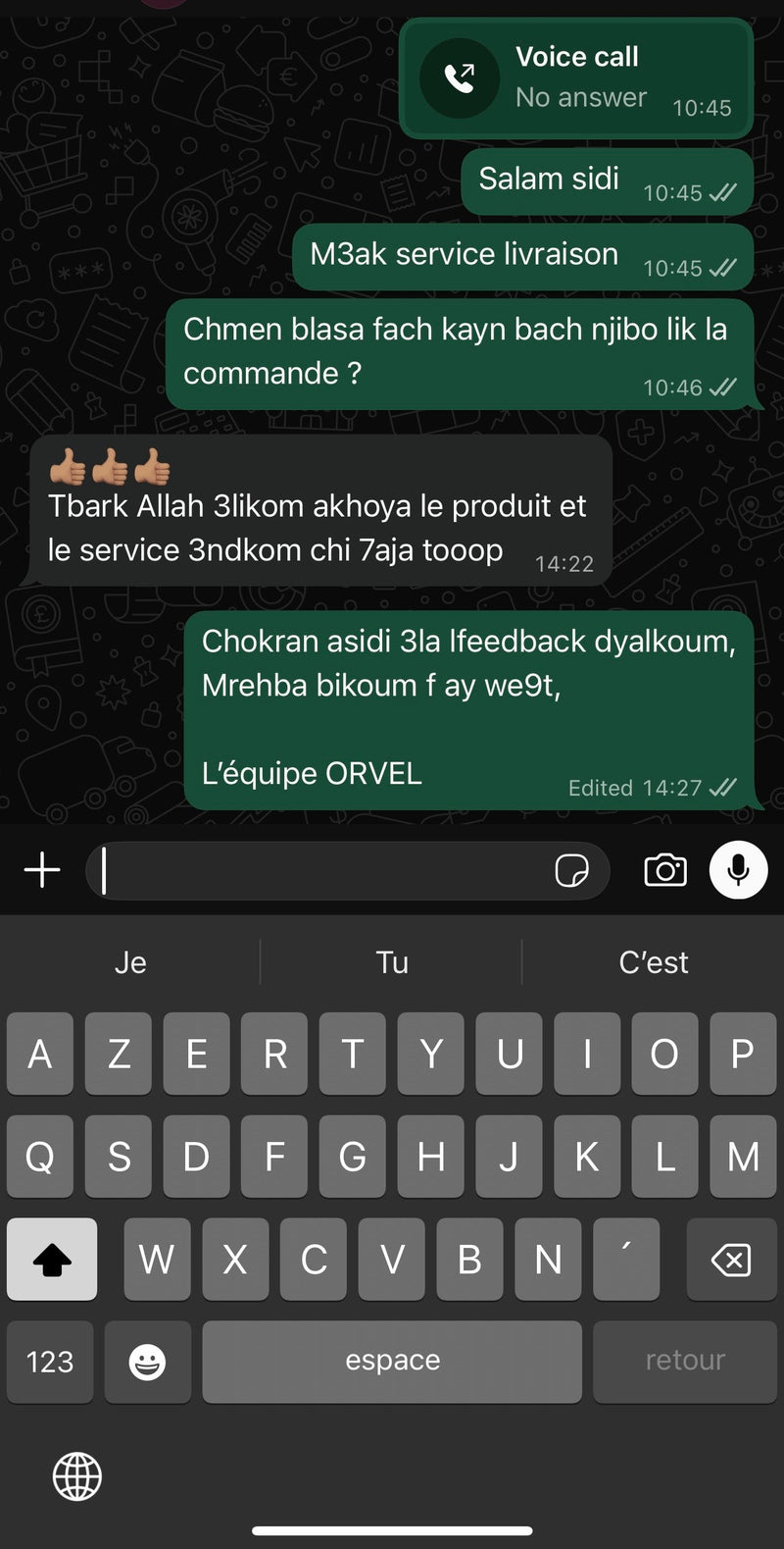 Avis client WhatsApp 3